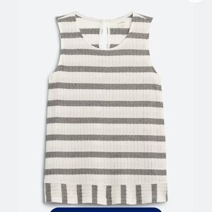 Womens, Knit, Tank Top, Off White/Black Stripes, Size Lg.